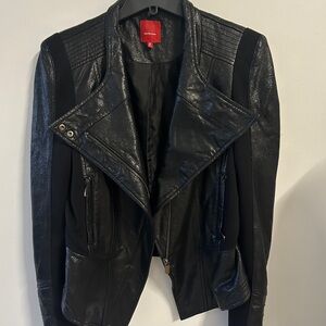 RED label Saks on Fifth Black leather moto jacket